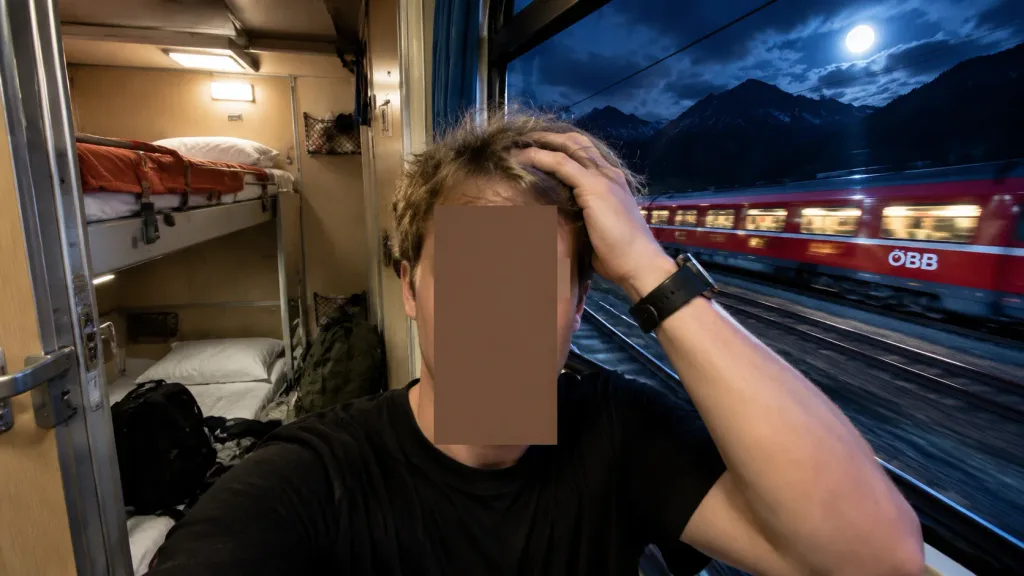 Overnight Sleeper Train Window Selfie