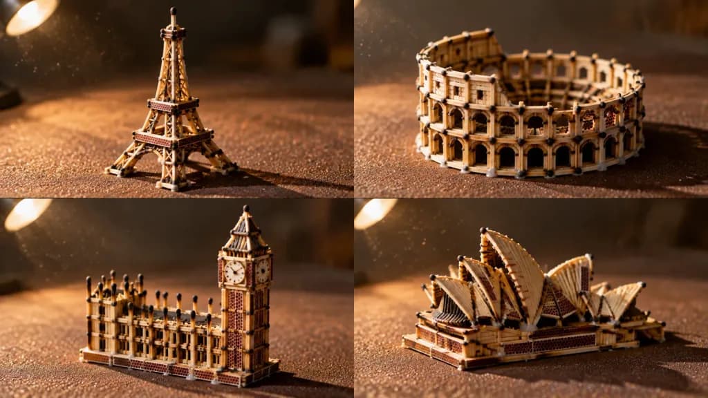 Matchstick Architectural Miniature Models Grid