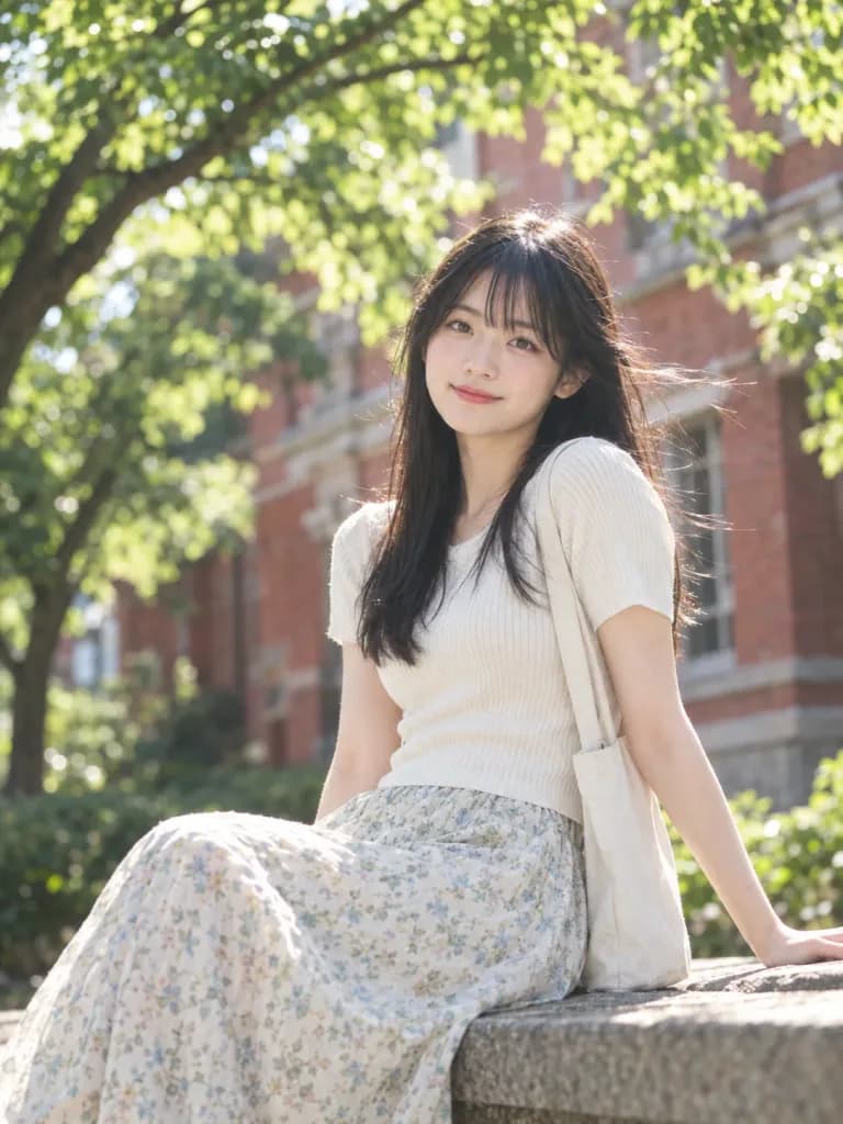 初夏日系女性自然光人像