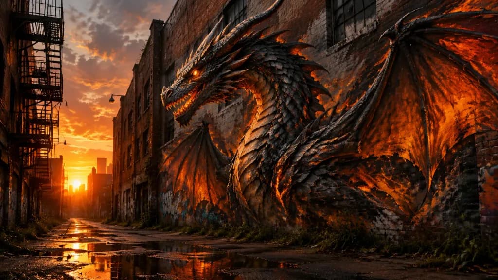 Awakening Dragon Mural in Sunset Alley