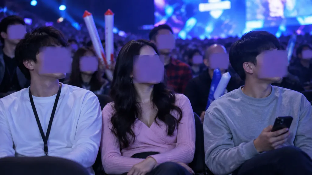 개인정보 블러 처리된 e스포츠 관중 스냅샷