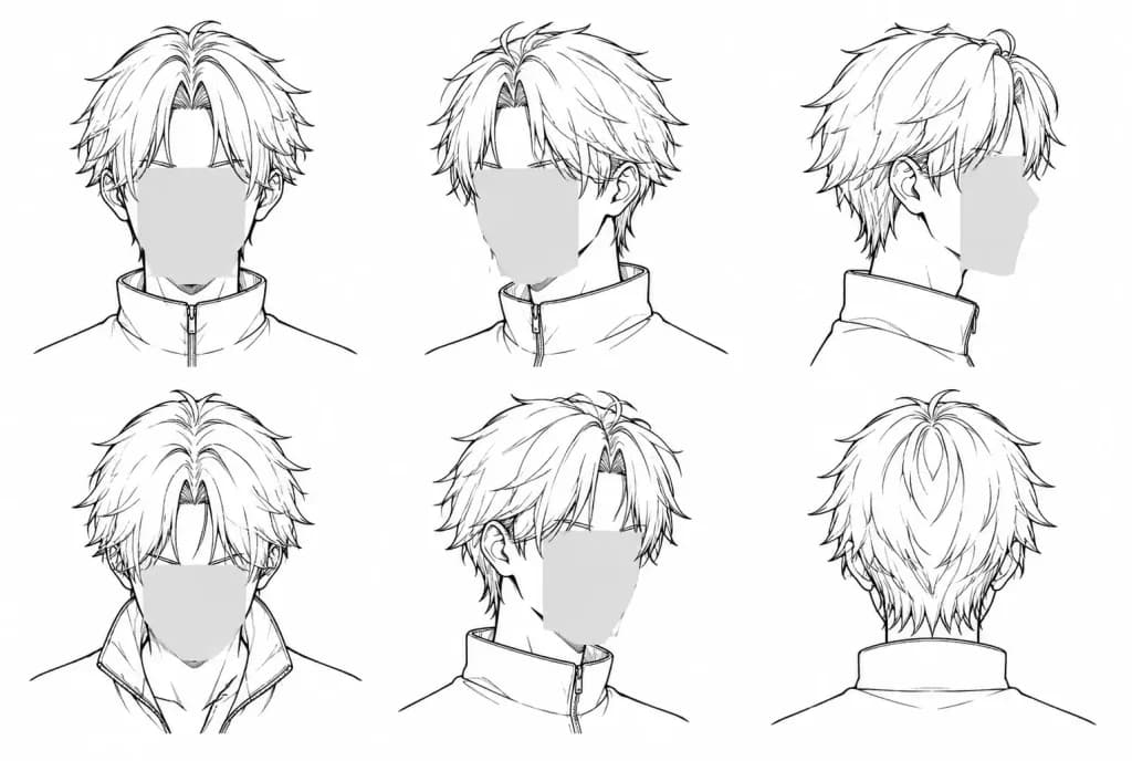 Anime Male Hairstyle Reference Grid