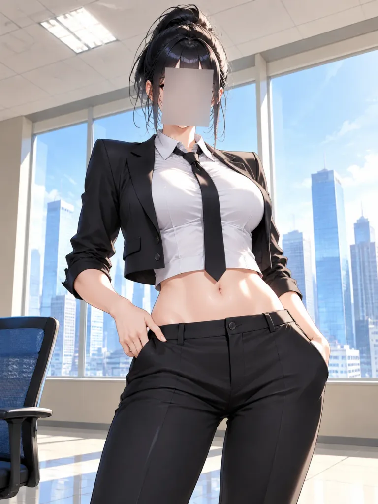 Anime Businesswoman in Modern Office