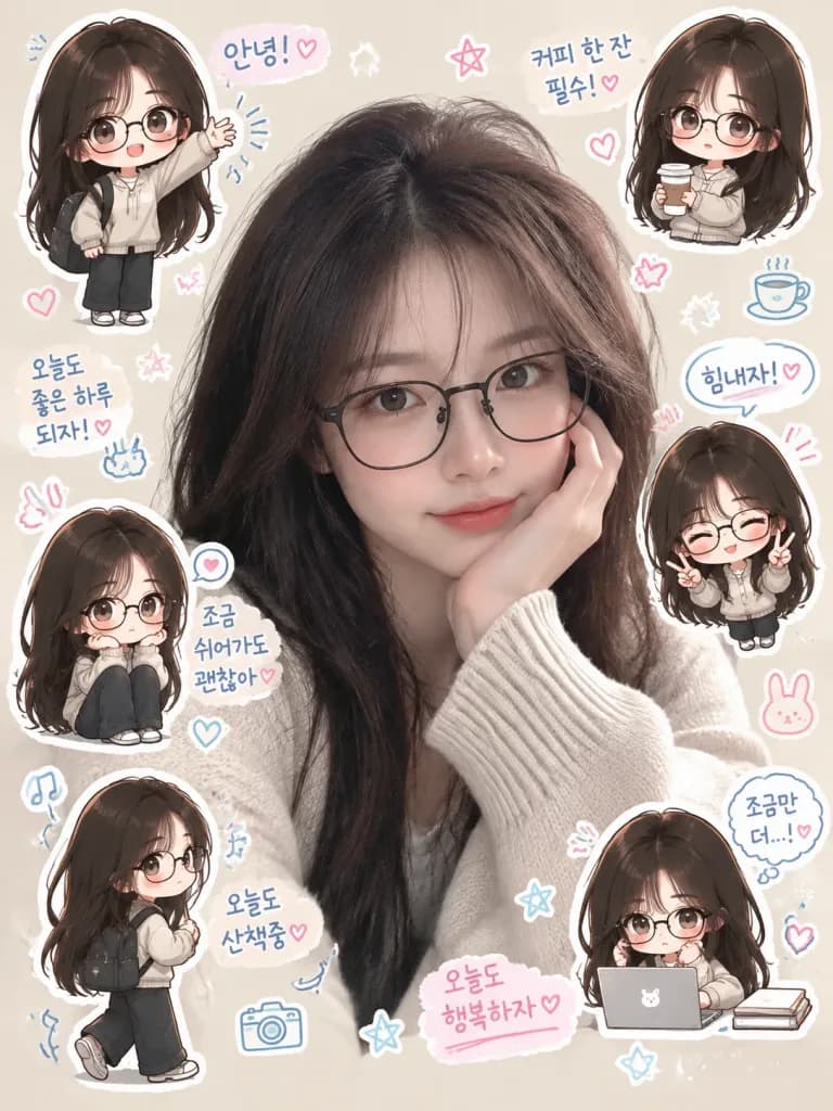 Korean Chibi Sticker Scrapbook Portrait