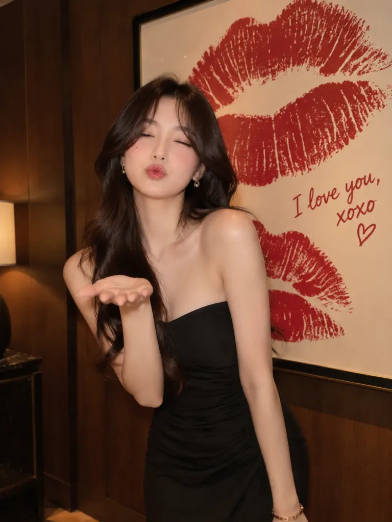 Woman Blowing a Kiss by Modern Art