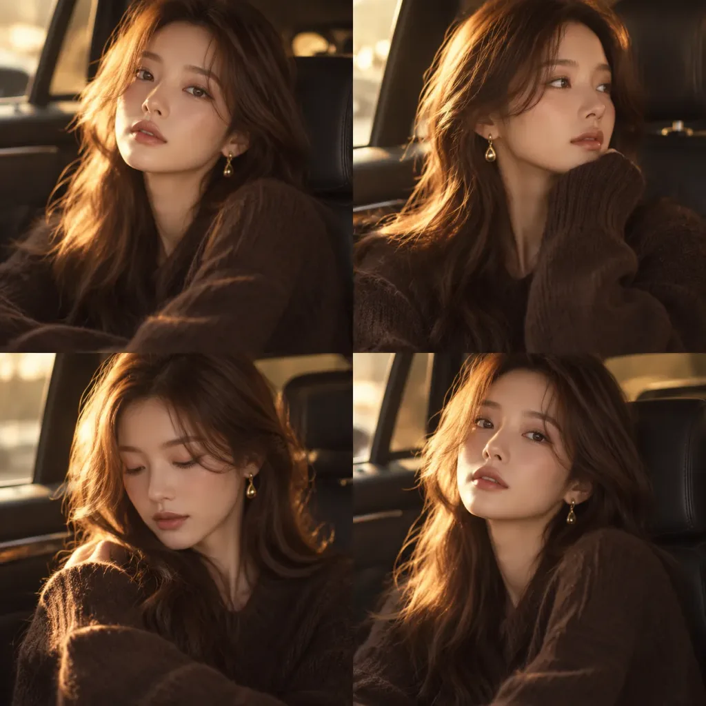Golden Hour Portrait Collage in Luxury Car
