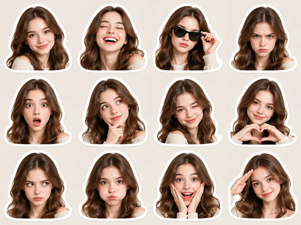 Grille de Stickers d'Expressions Faciales