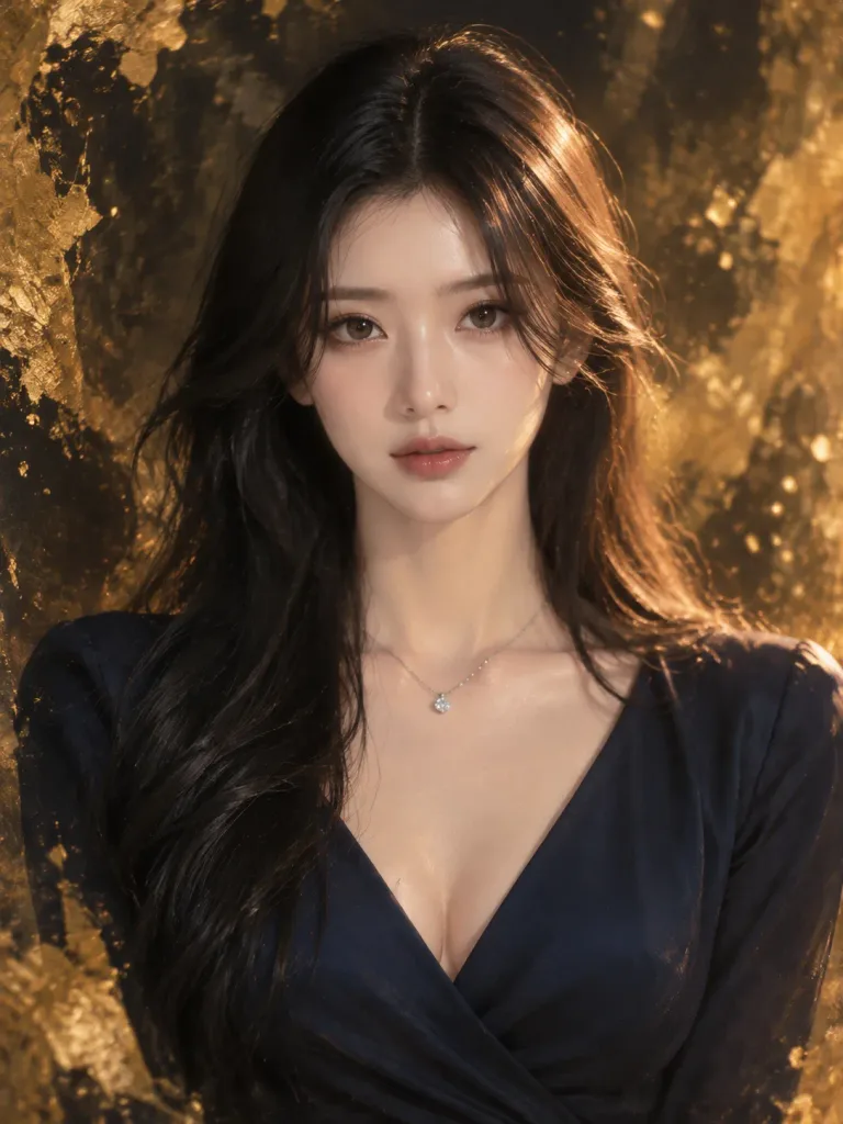 East Asian Portrait with Gold Leaf