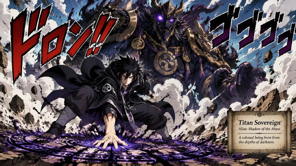 少年漫画風 口寄せの術 見開きイラスト