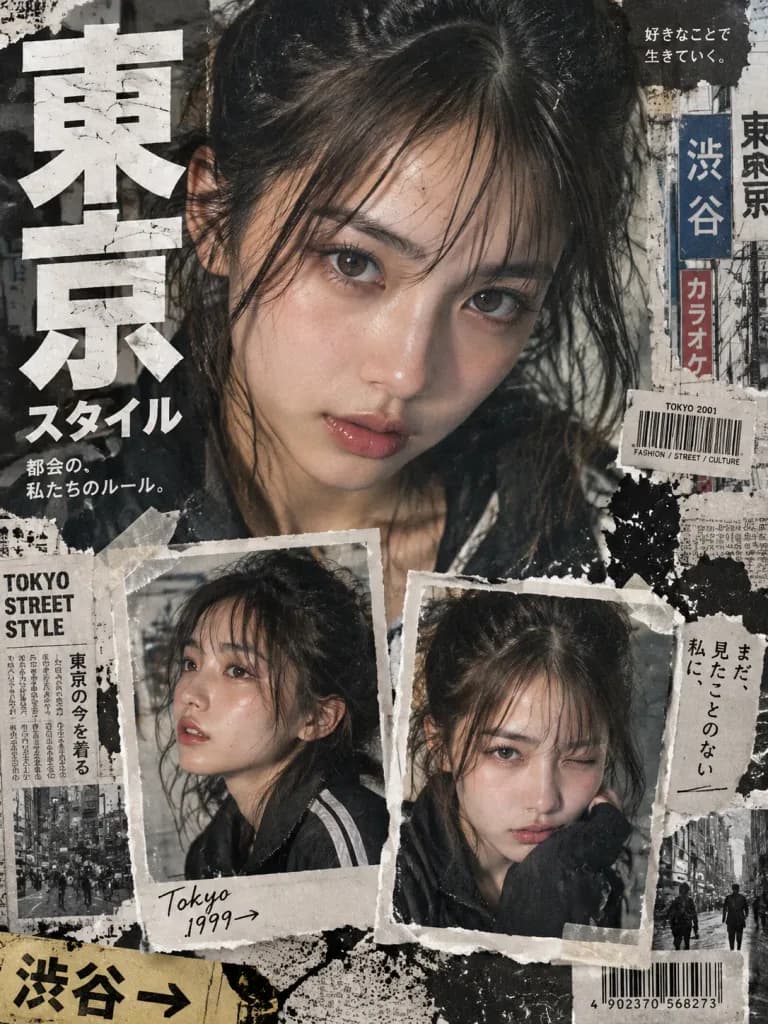 Y2K Japanese Street Editorial Collage Poster