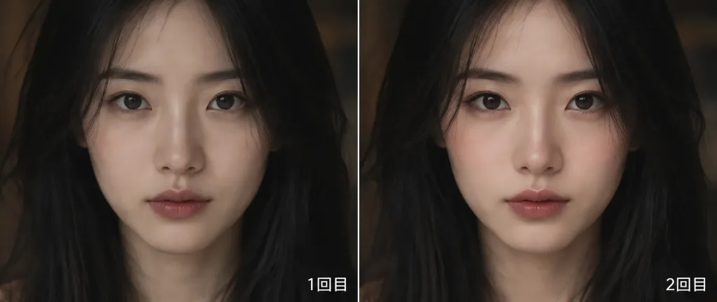 Side-by-Side Female Portrait Iteration Comparison