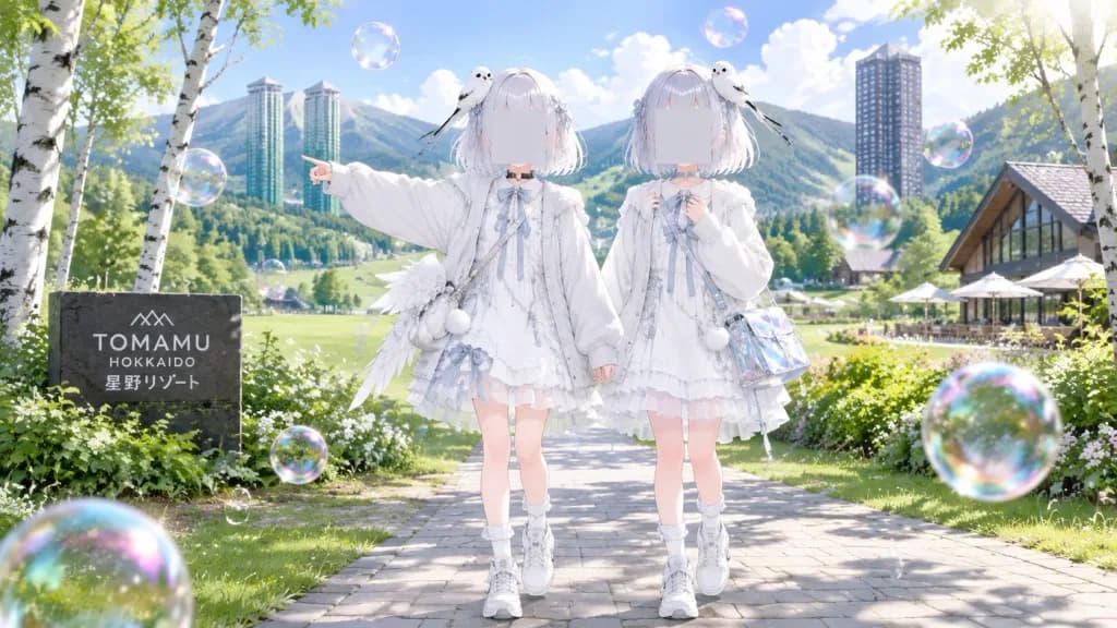 Twin Anime Girls at Hokkaido Resort