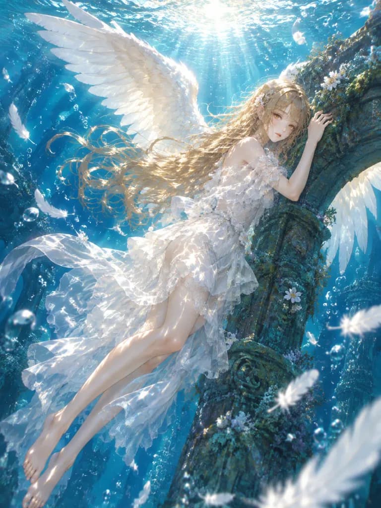 水中の天使 ファンタジーアニメイラスト