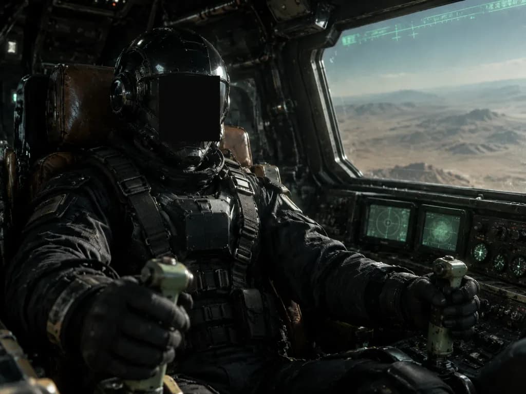 Censored Pilot in Gritty Cockpit