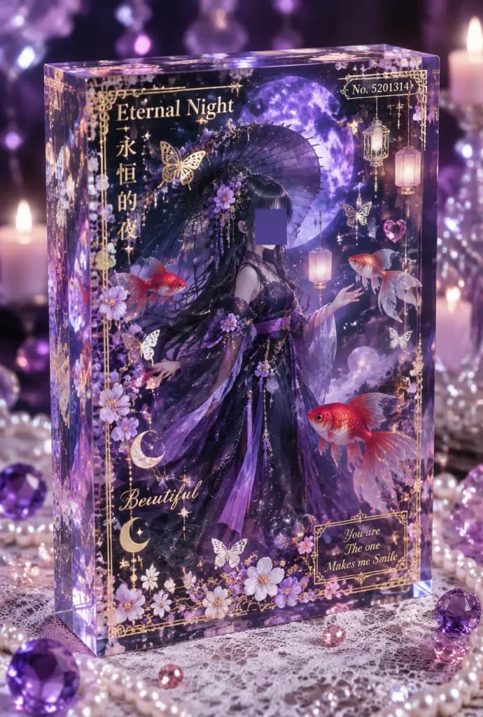 Layered Purple Anime Acrylic Display Block