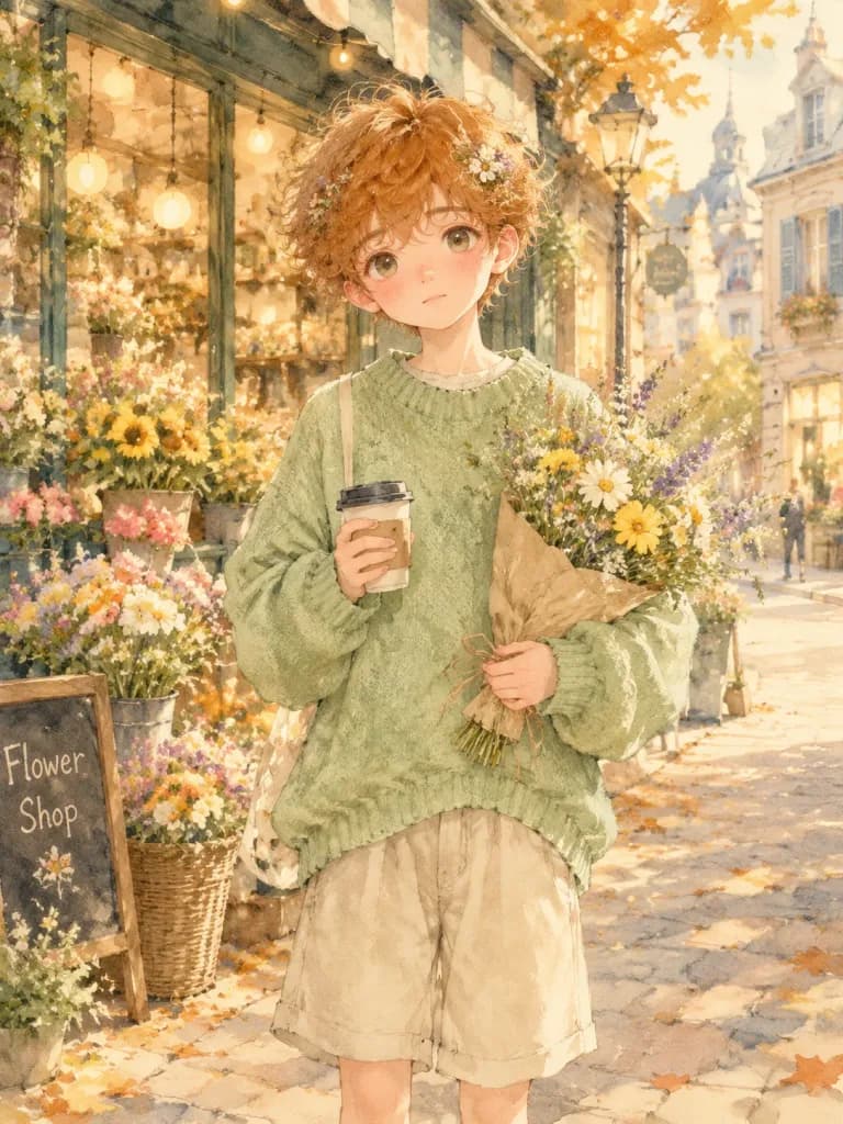Dreamy Watercolor Street Corner Illustration
