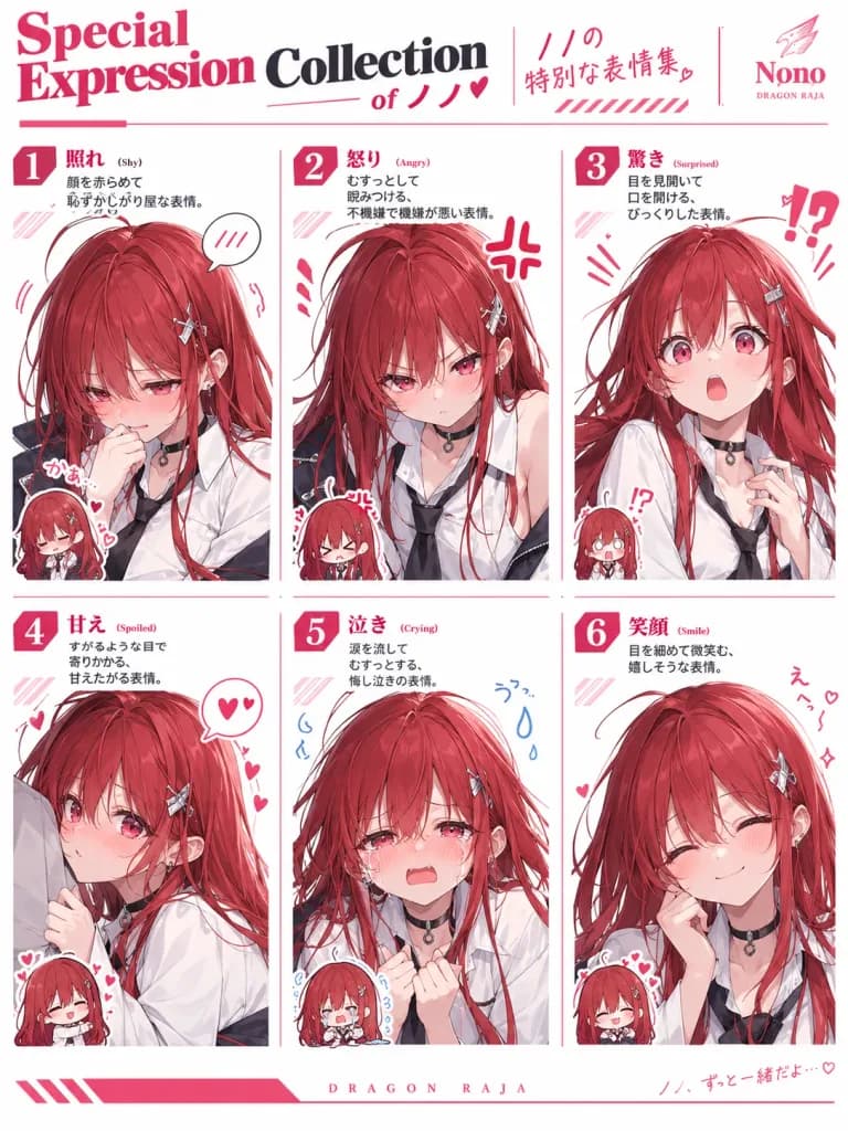 アニメキャラクター表情設定シート