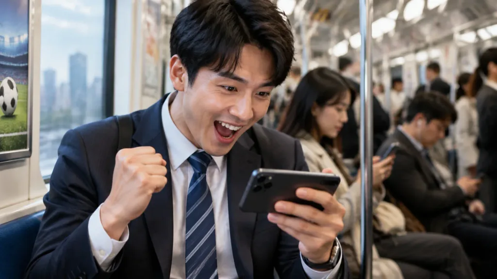Commuter Watching Sports Live Stream
