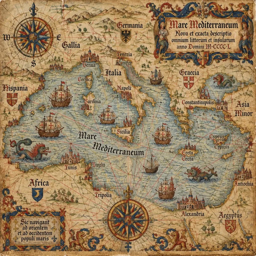 Fifteenth Century Antique Portolan Chart
