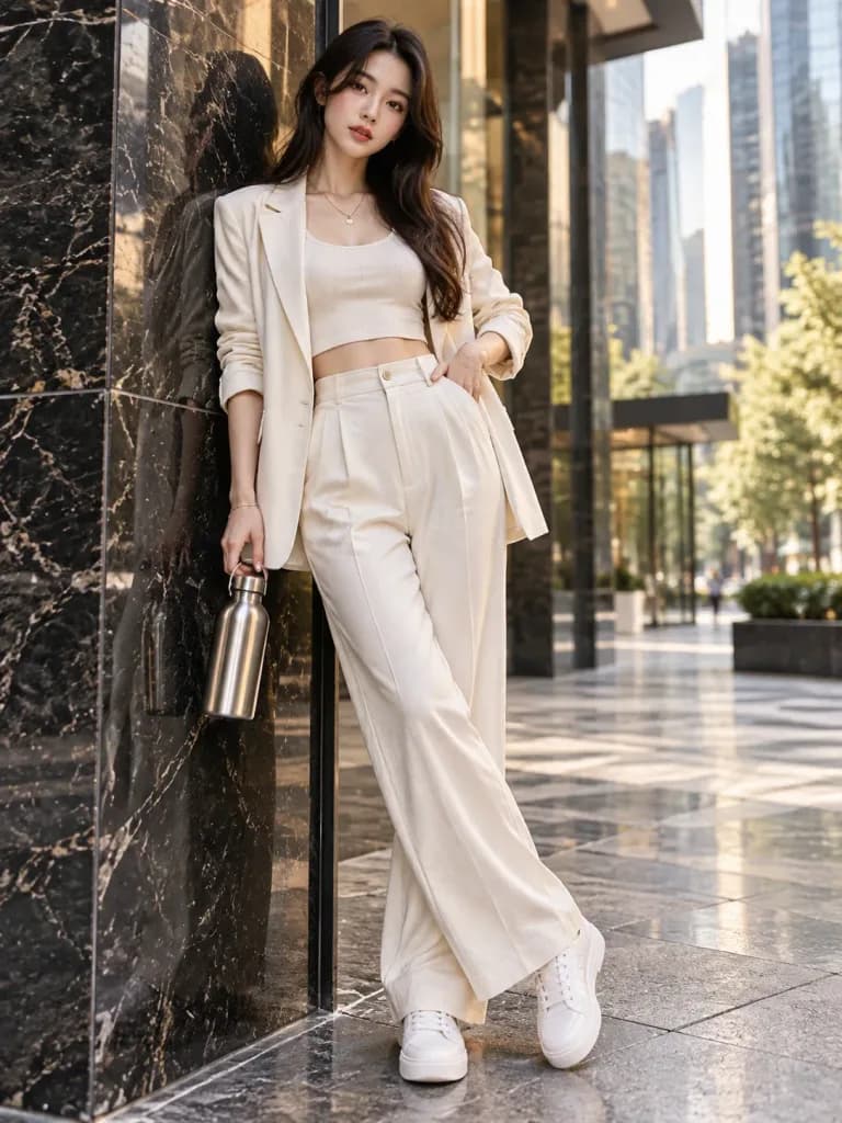 Cream Monochrome Urban Fashion Portrait