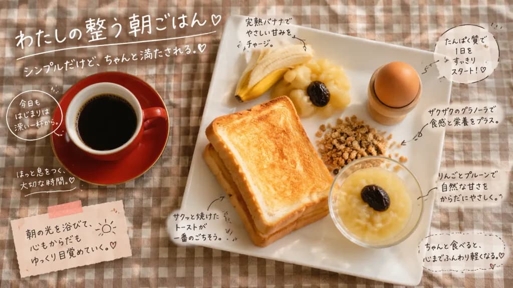 Annotated Japanese Breakfast Journal Flat Lay