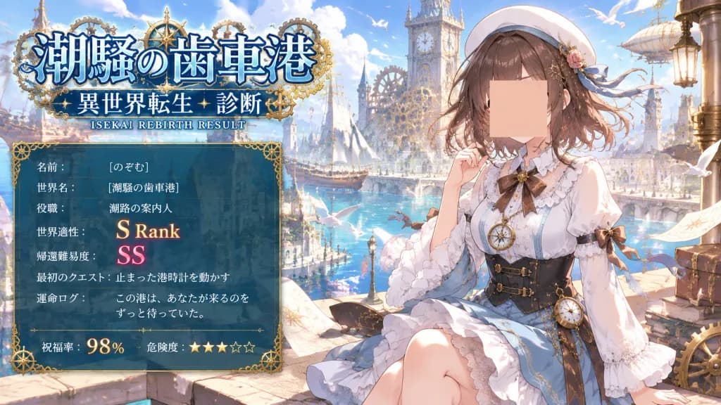 Steampunk Isekai Reincarnation Result Screen