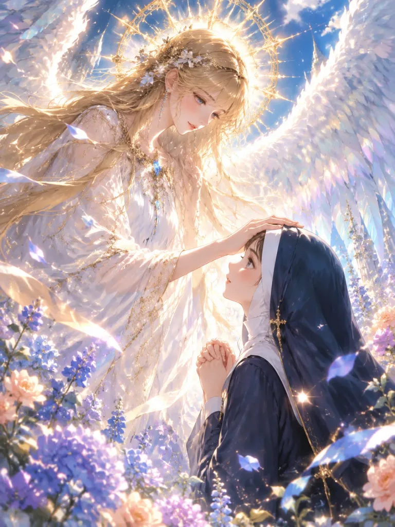 Angel Blessing a Kneeling Nun