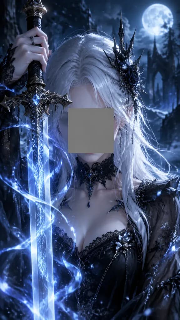 Moonlit Gothic Sword Maiden Portrait