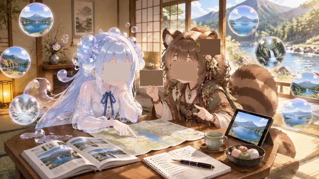 Podróżniczki Anime Planujące Wyprawę