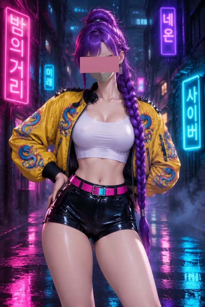 Cyberpunk Anime Girl in Neon Alley