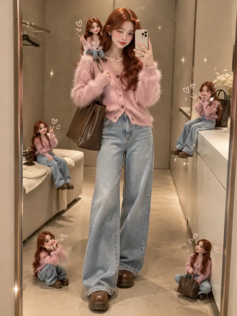 Fitting Room Selfie with Miniature Clones