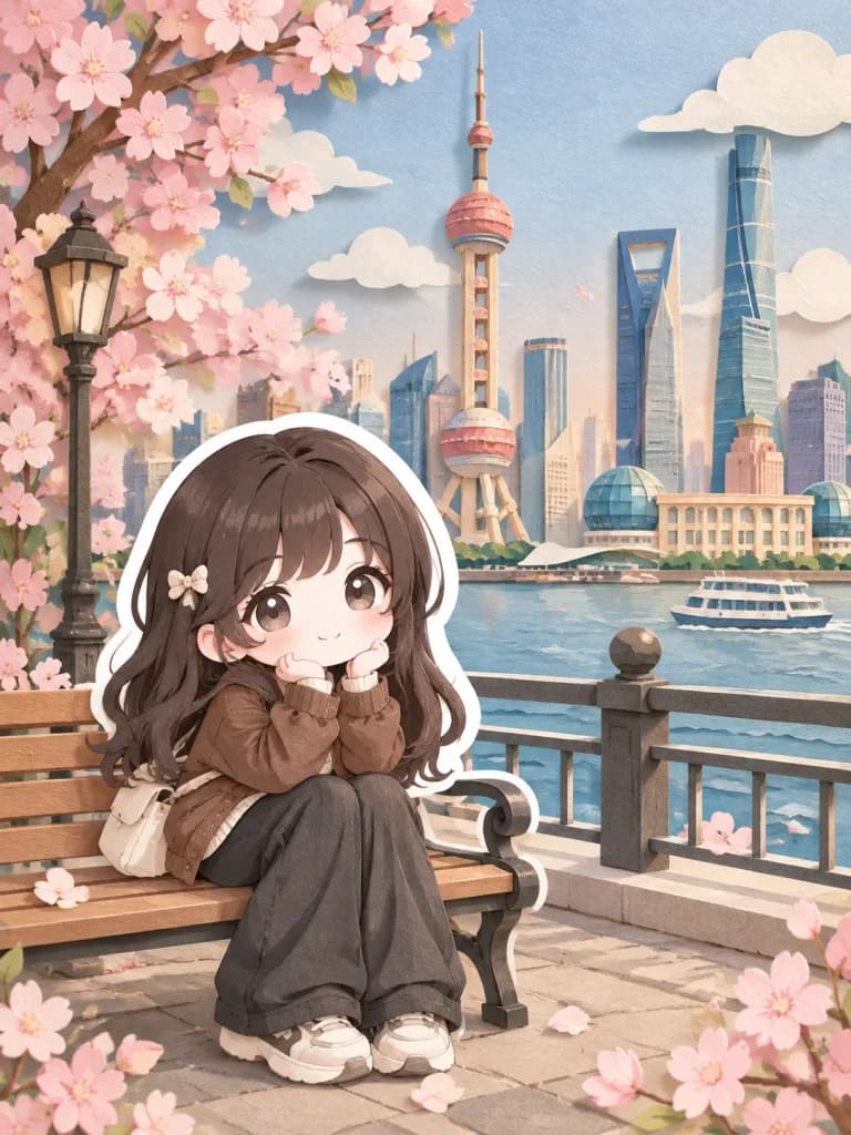 Chibi Paper-Cut City Diorama Sticker