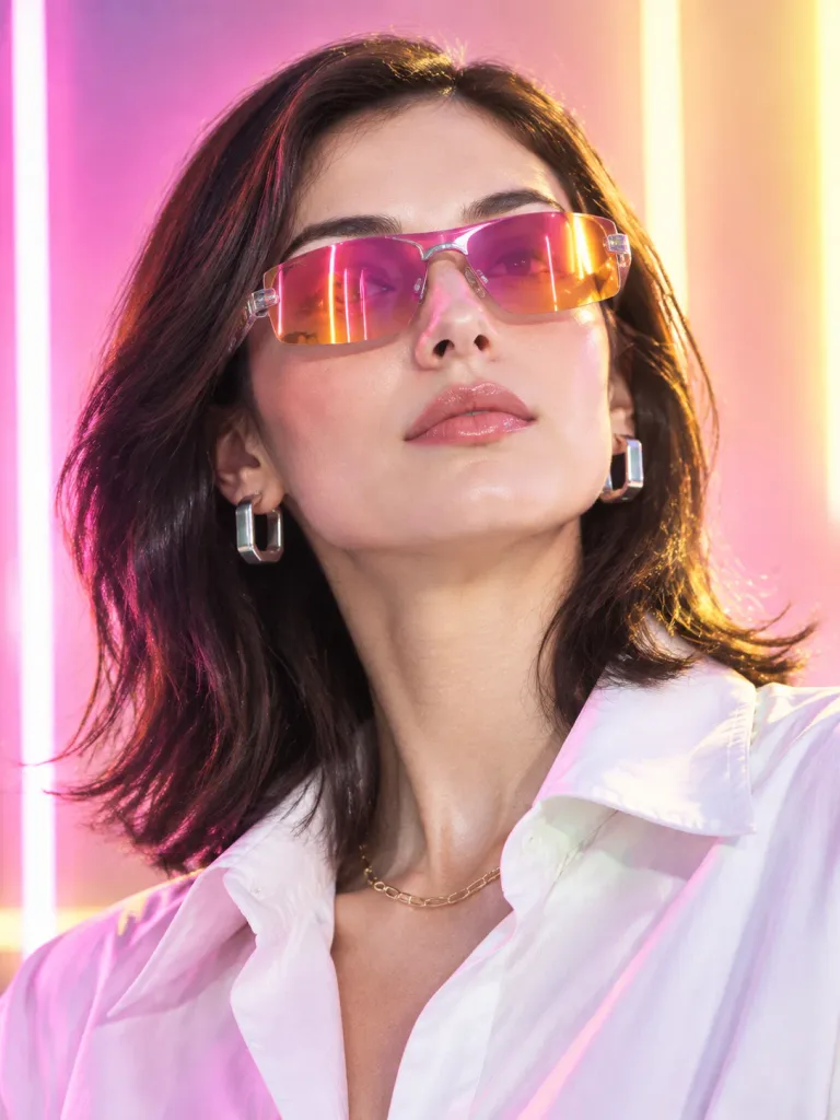 Futuristic Neon Fashion Editorial Portrait