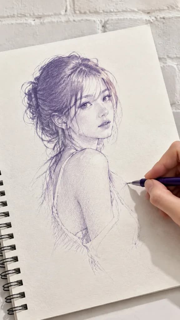 描きかけのノートインクスケッチ