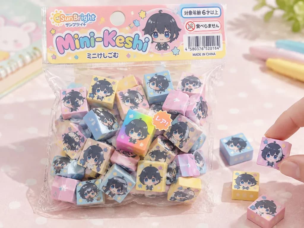 Japanese Chibi Eraser Packaged Product Photography