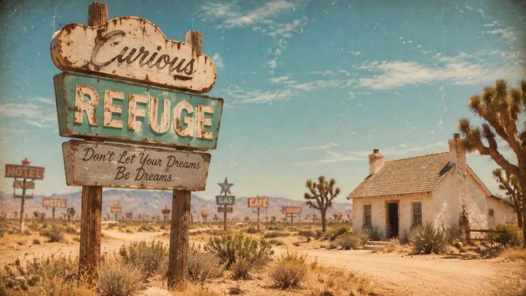 Retro Desert Refuge Roadside Sign