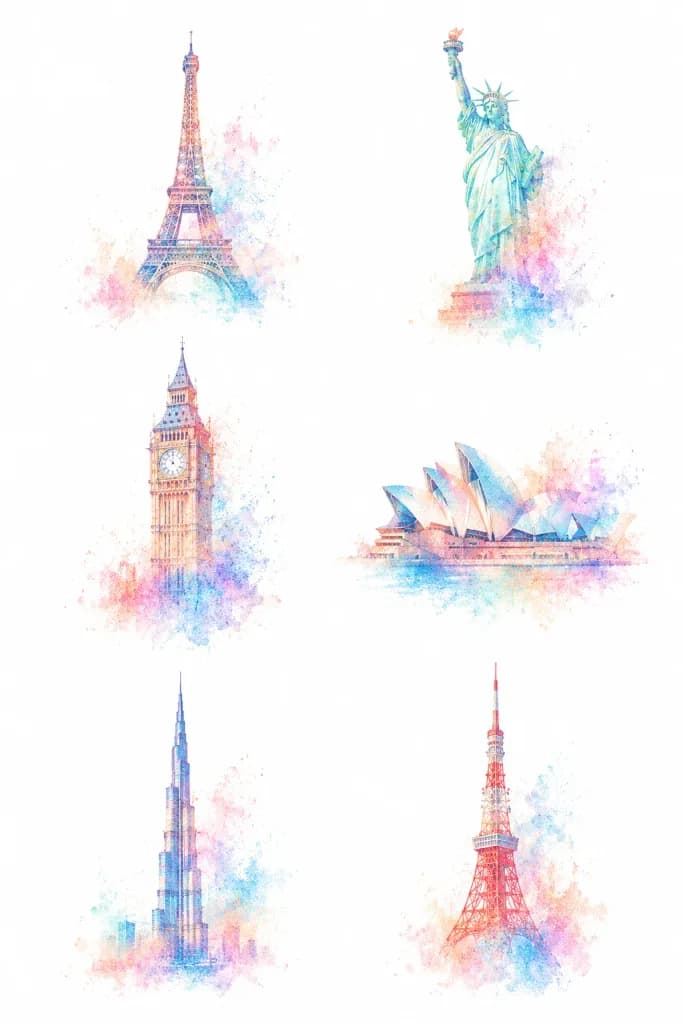 Pôster de Monumentos em Pó Pastel