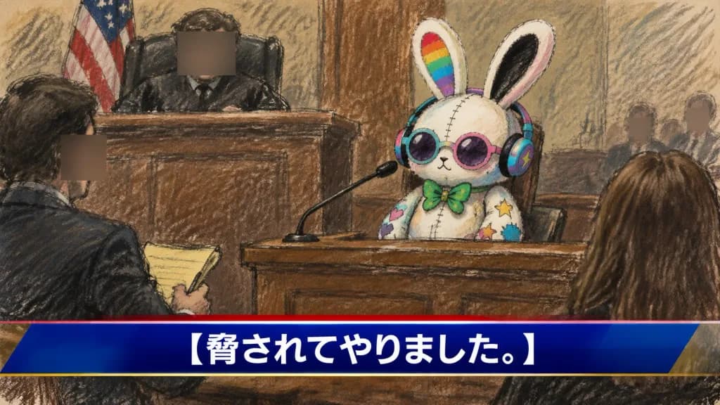 讽刺法庭速写毛绒吉祥物出庭