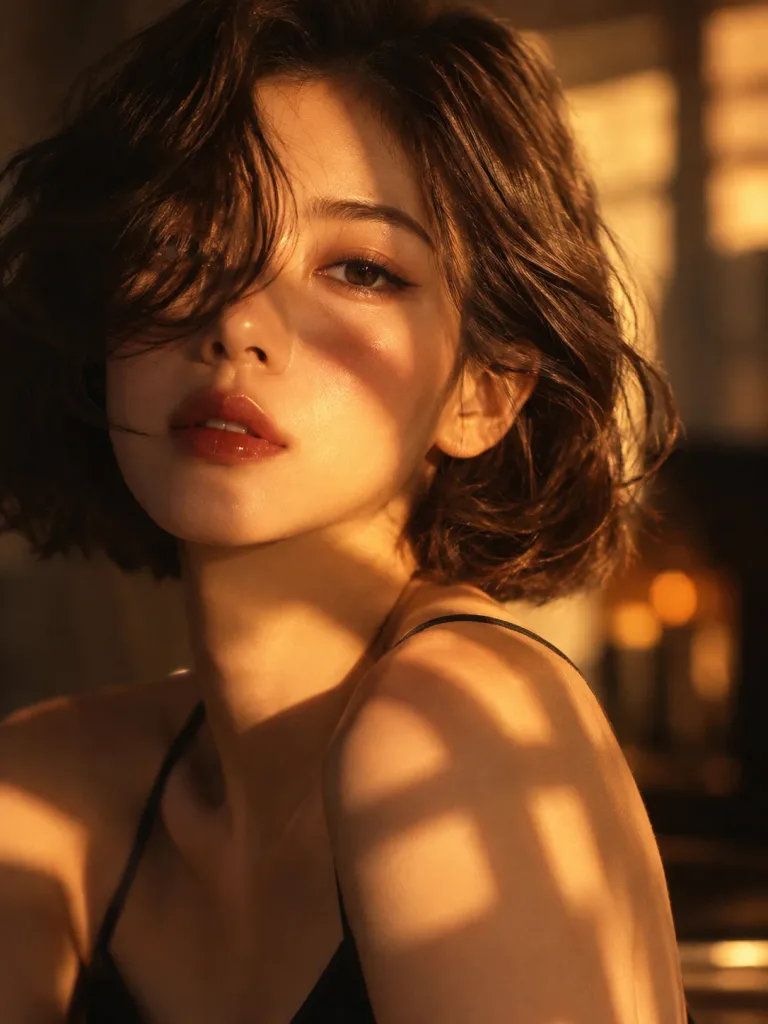ภาพพอร์ตเทรตผู้หญิงสไตล์แฟชั่นในชั่วโมงทอง