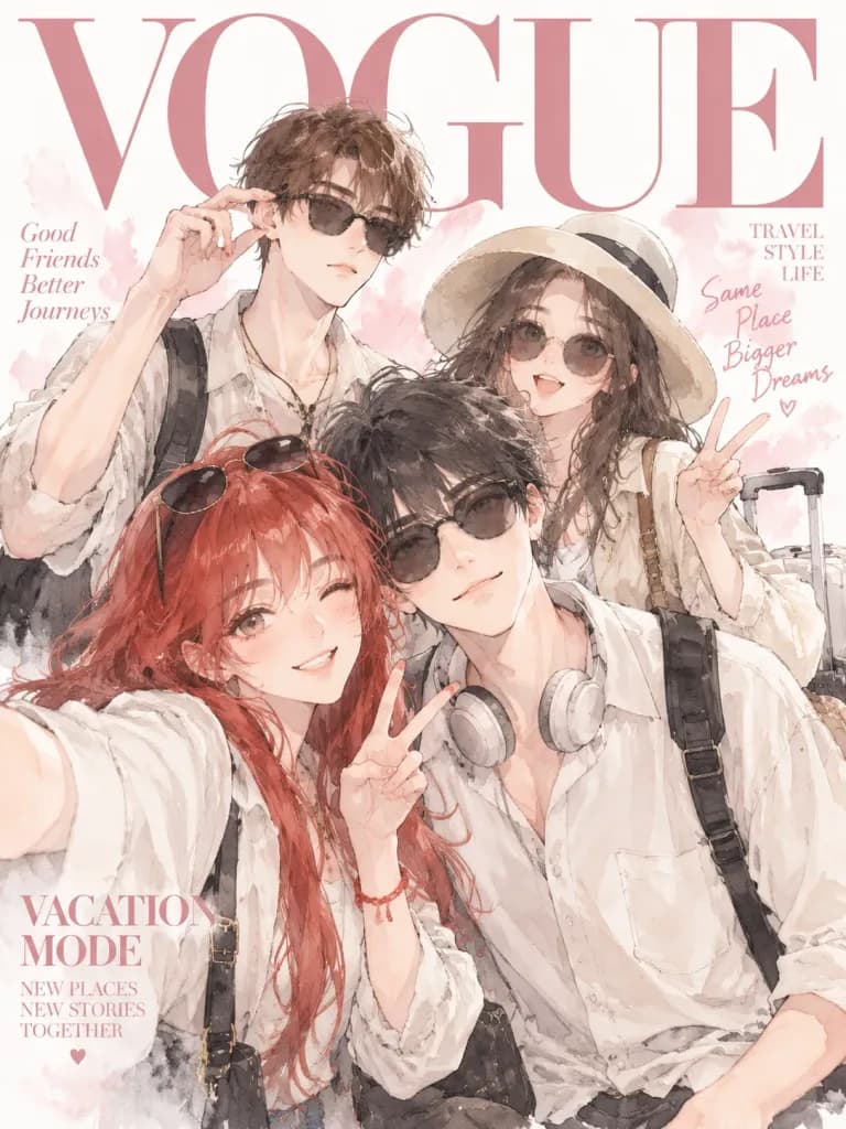 水彩ファッション旅行雑誌カバー