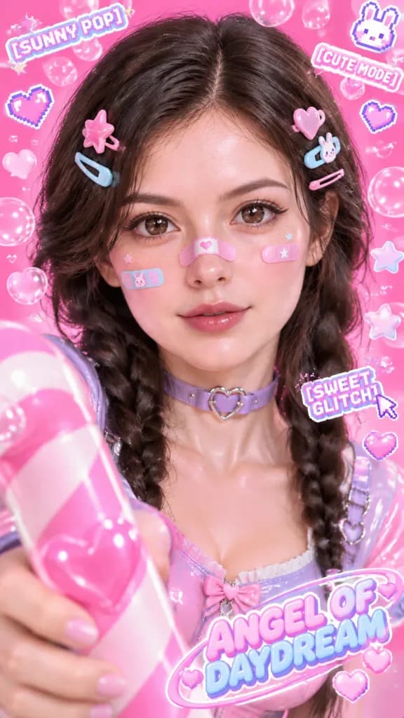 Glossy 3D Kawaii Y2K Character Poster