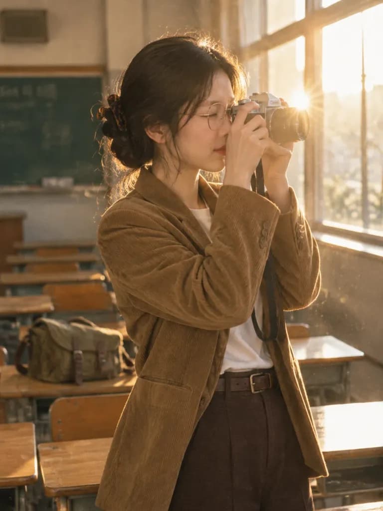 Golden Hour Vintage Film Camera Portrait