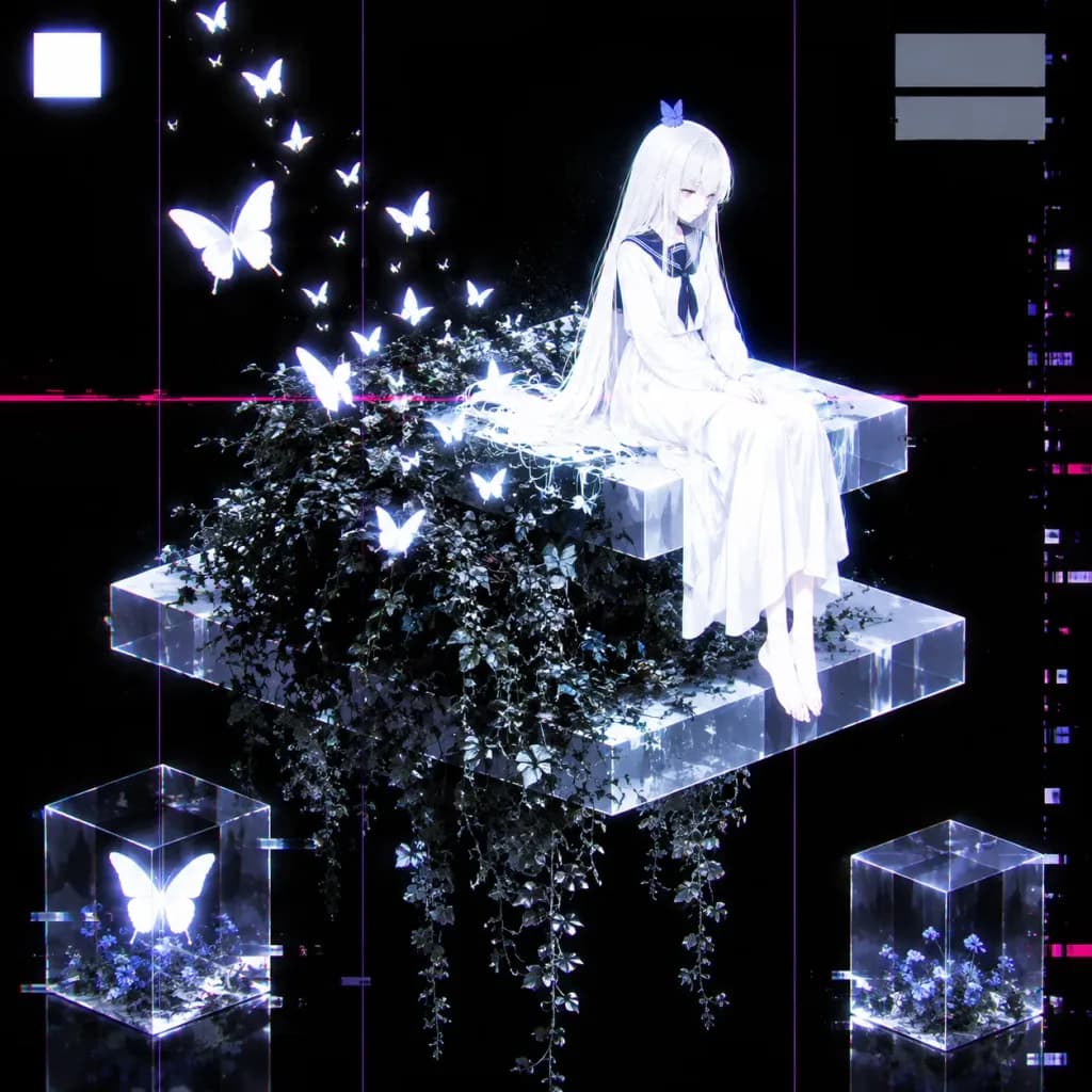 Isometric Glitch Anime in Void