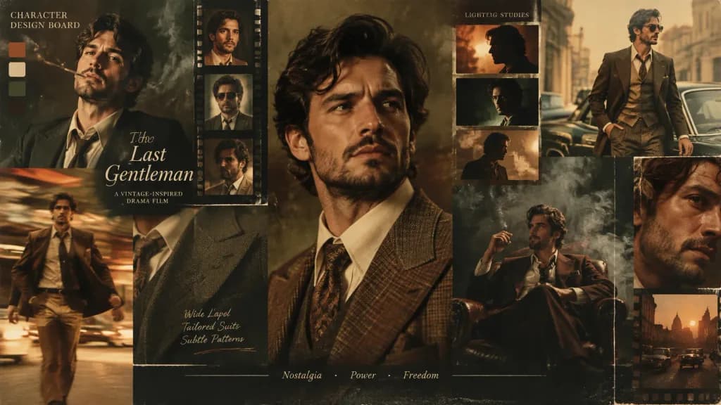 Vintage Cinema Character Design Board