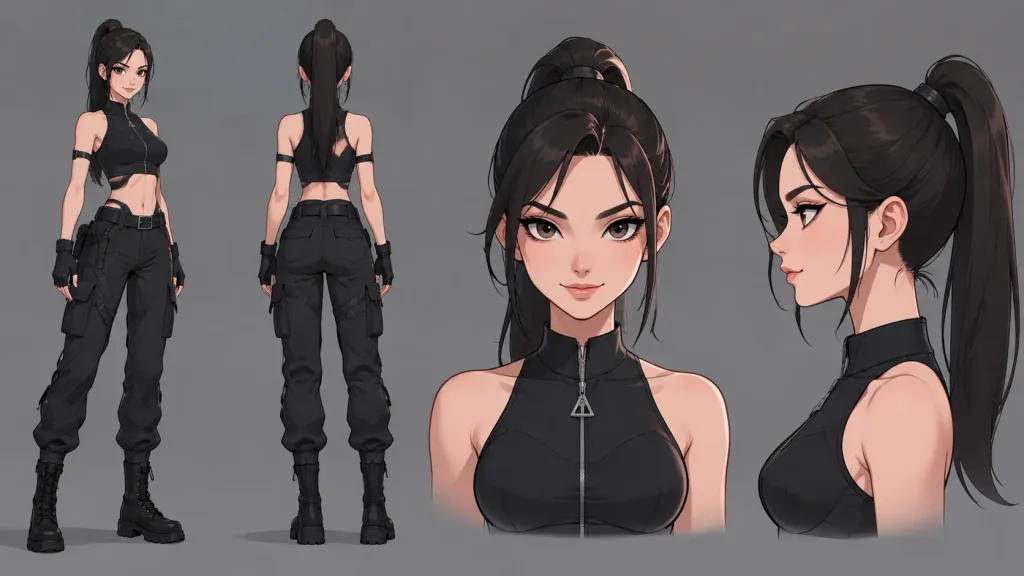 一貫性のある4アングル キャラクター設定シート