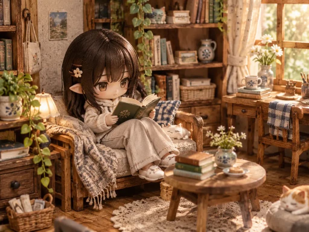 ミニチュアジオラマハウスのドール風キャラクター