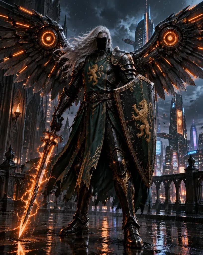 Cyberpunk Winged Lion Knight
