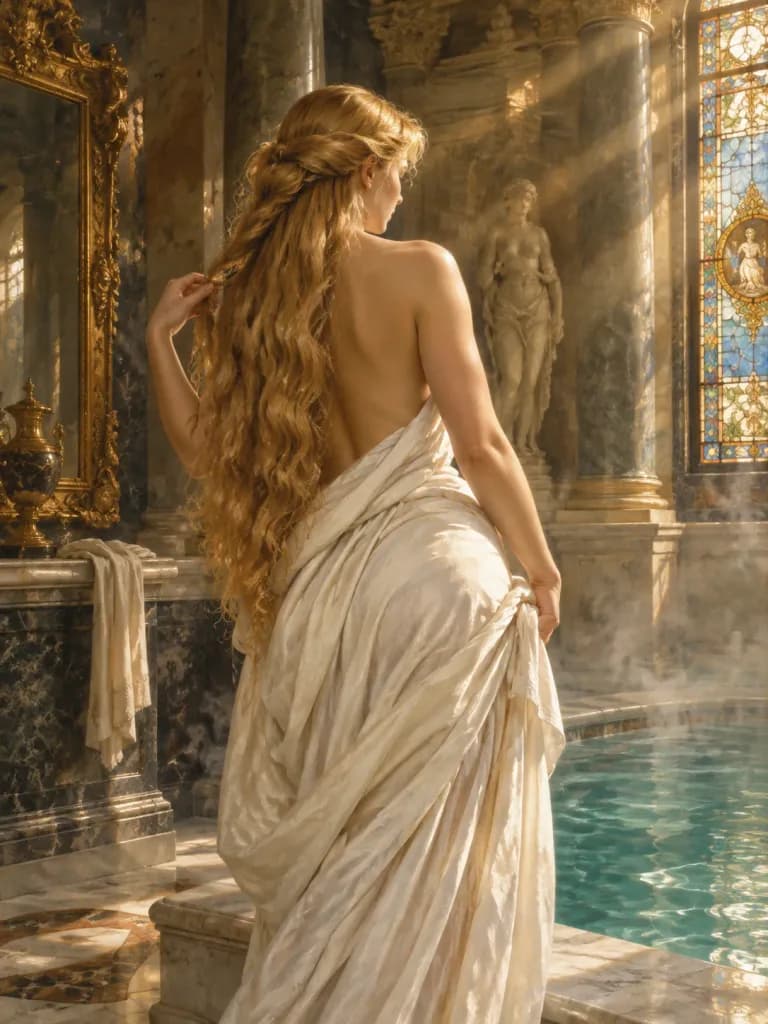 Renaissance Palace Bathhouse Oil Painting