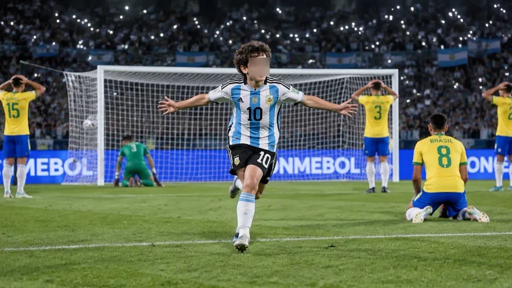 Boy Celebrates International Soccer Goal