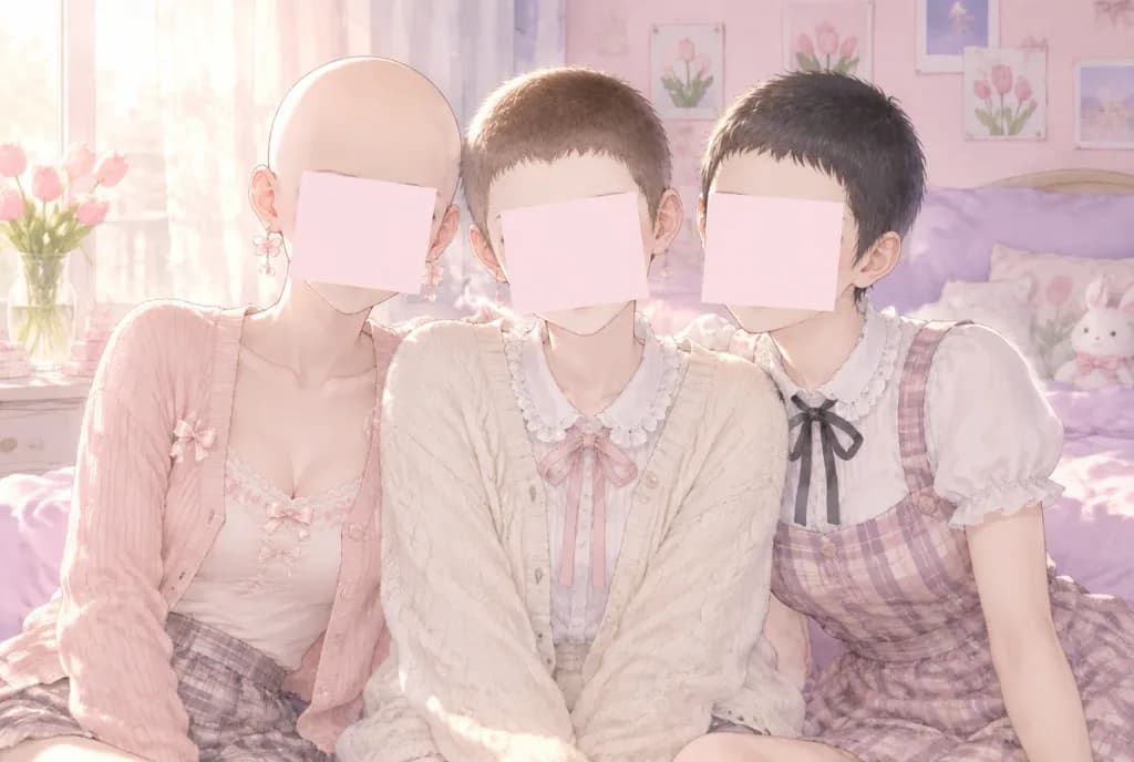 Pastel Buzz Cut Anime Girls Portrait